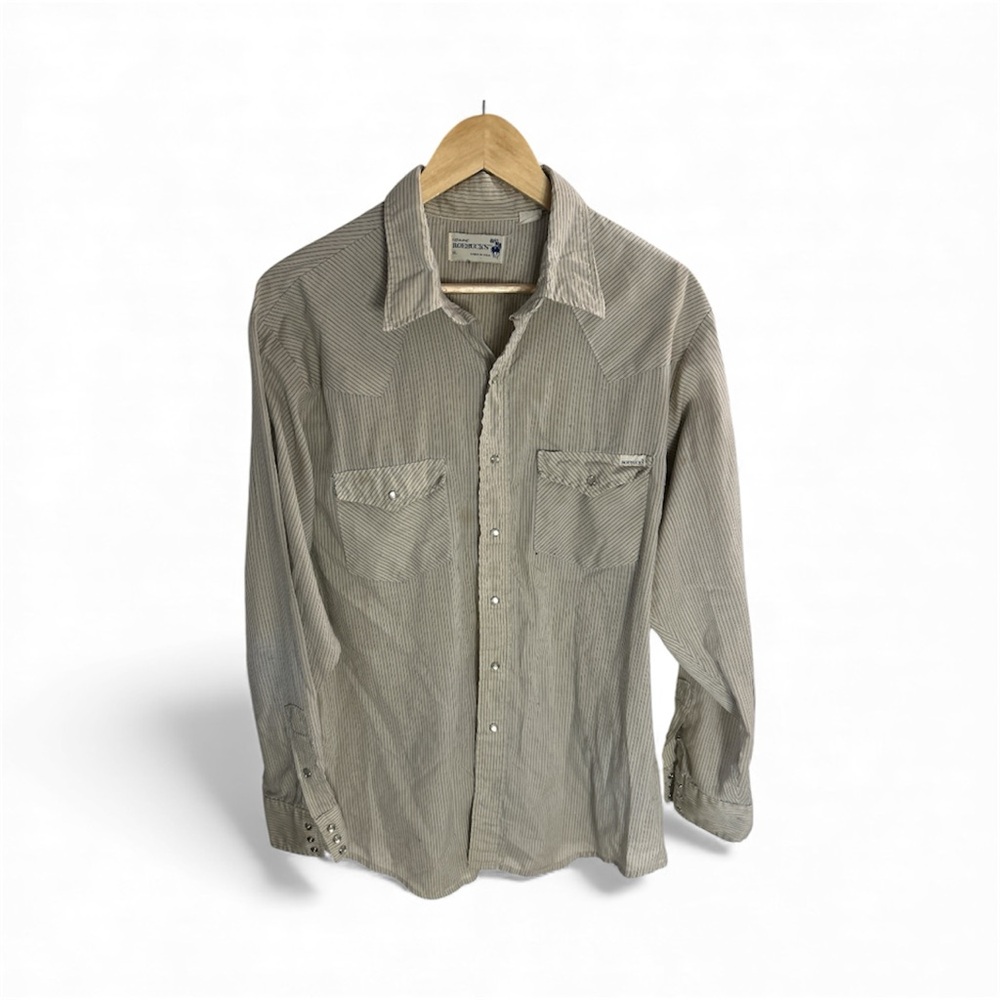 Vintage Sears Roebucks Pearl Snap Western Shirt 70s Short Sleeve Men's XL